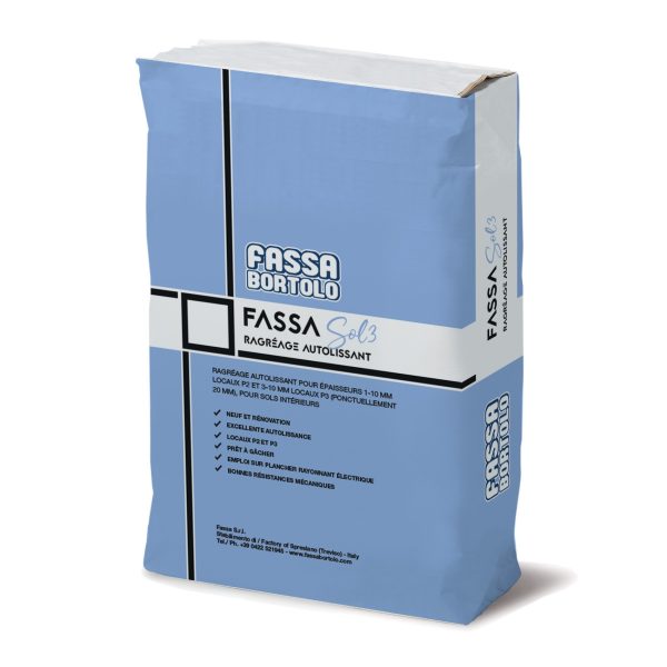 Ragréage auto nivelant de 1 à 10 mm FASSA Sol3 - 25 kg Ragréage auto nivelant de 1 à 10 mm FASSA Sol3 - 25 kg