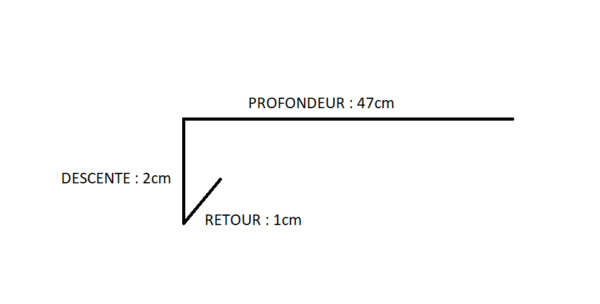 DESSIN APPUI APPUI DE FENETRE ALU - 3m x 47cm - Couleur blanc