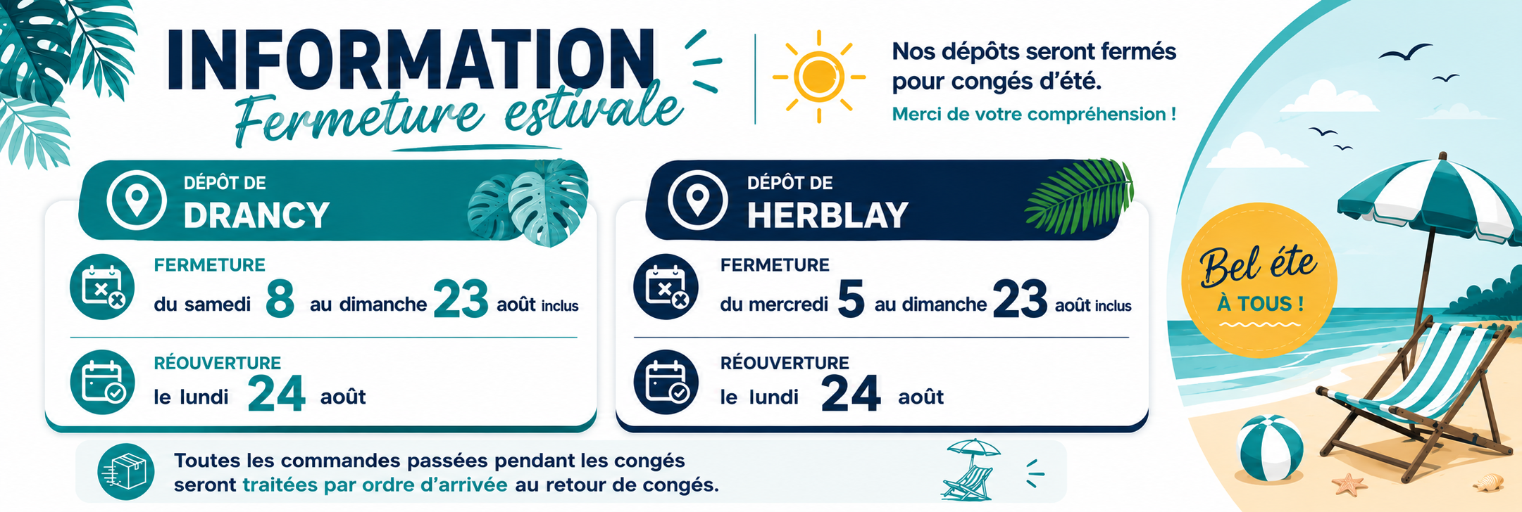 slide congés été 2026